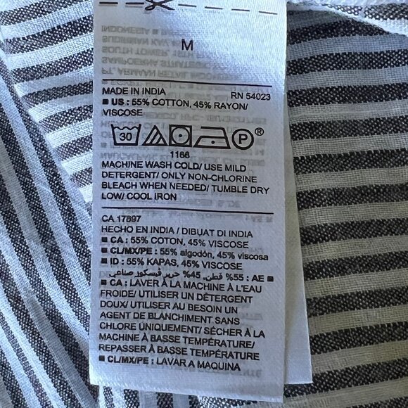 Striped Button Down Blouse, Size Medium - Picture 5 of 5